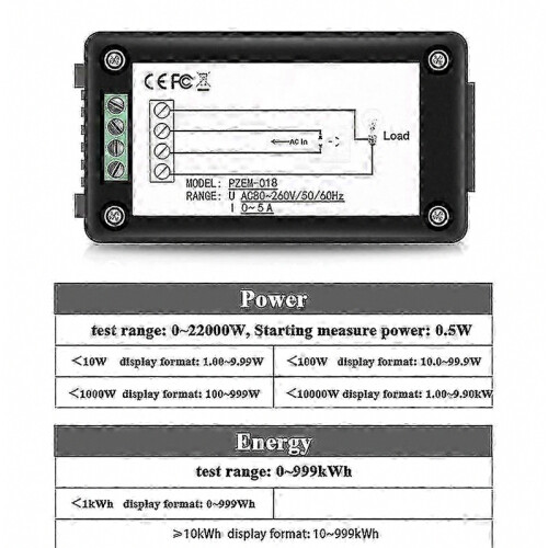 Digital Power Meter Ac Voltage Current Watt Power Frequency Factor Energy Meter 2