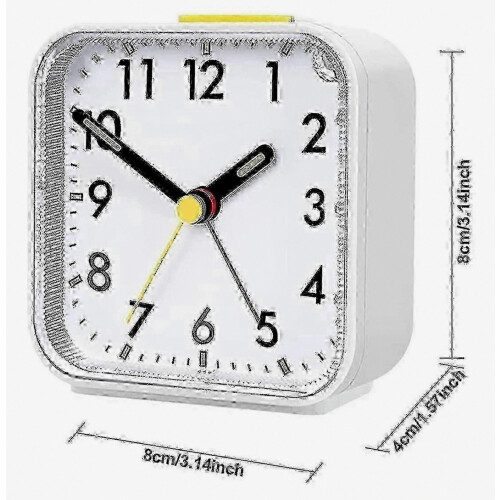 Alarm Clock Made White Plastic Silent Snooze Lighting Functions Xx 1