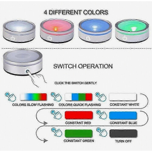 LED Light Base with Touch Control, Round Colorful Stand for 3D Crystal Glass Art Display (Silver Coating) 1
