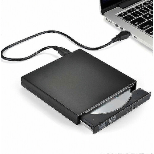 Unità CD/DVD esterna, USB 2.0 sottile e portatile, masterizzatore CD-RW/DVD-RW per laptop, PC e computer desktop, nera.
