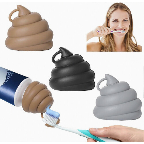 3pcs Funny Poop Toothpaste Caps Toothpaste Topper Silicone Toothpaste Dispenser Cap, Poop Toothpaste Squeezers Cap Keeps No Waste