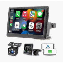 Schermo portatile wireless Carplay da cruscotto, autoradio con touchscreen da 7 pollici, Bluetooth e radio FM.