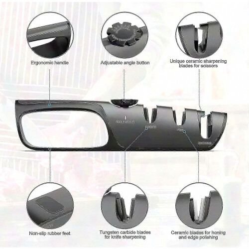 Ergonomic Non-Slip Sharpener for Santoku Knives and Scissors - Professional Quality Tool 2