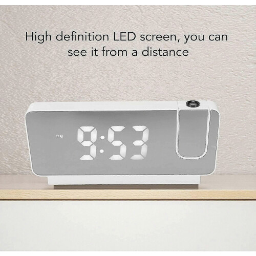 HD LED Projection Alarm Clock with 180 Rotating Ceiling/Wall Projector, Digital Display, Snooze & Temperature 2
