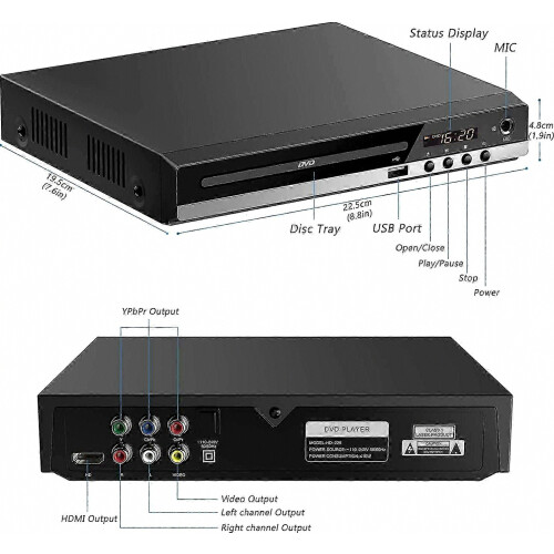 2025 4K Blu Ray DVD Player Eye Protection Function HDMI VCD Definition Playback USB Interface Power Off Memory 2