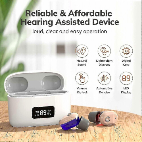 Rechargeable Hearing Aid, Portable Charging Case With Led Remaining Battery Display 150 Hours Backup Power 1