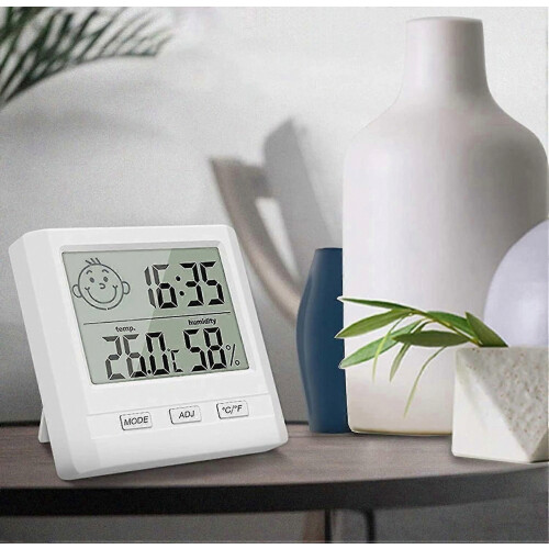 2 Pack Mini Digital Thermometer Hygrometer with Time for Home Office Nursing Room 1