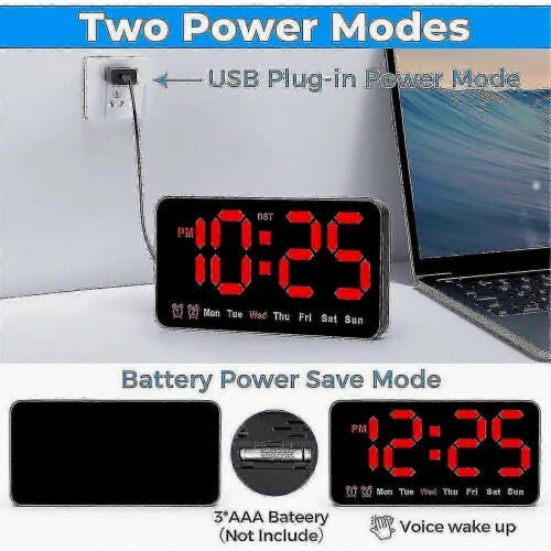Digital Wall Clock 9inch Led Digital Clock Display With 12/24h Big Digits,small Silent Wall Clock (red) 1