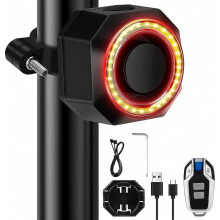 Alarm na bicykel so zadným svetlom, nabíjateľný USB alarm proti krádeži na bicykel s diaľkovým ovládaním, bezd