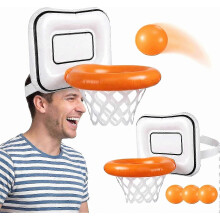2er-Pack aufblasbares Basketballkorb-Hutspiel – Kopfbedeckungs-Wurfspiel mit 4 Bällen für Kinder und Erwachsene, Party- und Outdoor-Spaß ZT