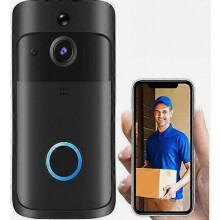 Video-ovikellokamera, HD wifi-ovikello, langaton käyttö, liiketunnistin, kaiutin ja pimeänäkö iOS:lle ja Androidille