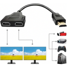 HDMI rozbočovací adaptér, 1080P HDMI samec na duálny HDMI samica, 1-2-cestný HDMI rozbočovací adaptérový kábel