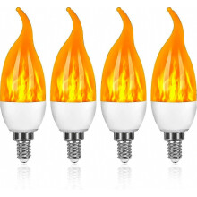 Bombilla LED E14 con efecto llama - Luz decorativa parpadeante de 3 W con 3 modos de iluminación (paquete de 4) - Bombillas regulables de estilo vin