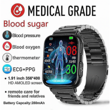 Montre connectée pour homme 2023 - Surveillance de la glycémie - Écran HD 1,91 pouce (365 x 400 pix