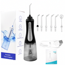 Koop deze waterflosser/monddouche met 5 standen, 350 ml draadloze waterreiniger voor je tanden, inclusief 6 opzetstukken, IPX7 waterdicht, oplaadbaar