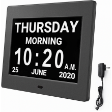Montre numérique 8 pouces avec calendrier et fonction photo pour seniors - Horloge numérique, révei