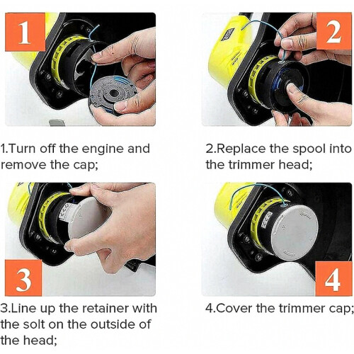 10-Pack Compatiblement Spools Compatible Ryobi One+ Cordless String Trimmer, Includes 8 Spools and 2 Trimmer Caps_Surprise Gift 1