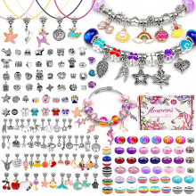 Ensemble de bijoux d'amitié licorne pour enfants, bracelet et collier de perles - Cadeau surprise
