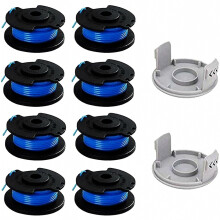 Lot de 10 bobines compatibles avec le coupe-bordures sans fil Ryobi One+, comprenant 8 bobines et 2