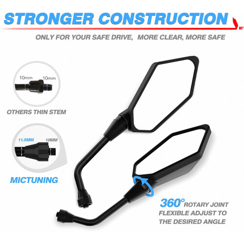 Espejo retrovisor lateral para motocicleta tipo ojo de halcón con per 2
