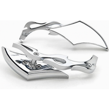 Chrome Twisted Flame Rearview Mirrors, Motorcycle Cruiser Bolts, Compatible with Suzuki, Honda, Kawasaki_Surprise Gift