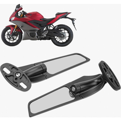 Espejo retrovisor de aluminio para motocicleta, alerón compatible con 1