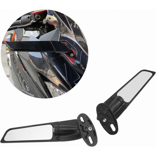 Espejo retrovisor de aluminio para motocicleta, alerón compatible con 2
