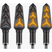 4PCS Motorcycle Indicator Lights - 12V Bright Flowing Turn Signal, Brake, Daytime Running LED Bulbs, Universal Compatible Motorbike, Scooter, Quad, C