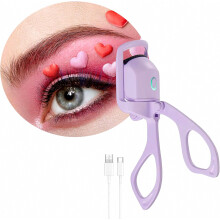 Heated Eyelash Curlers, Heated Lash Curler Electric Eyelash Curler 2 Temp Settings Compatible Makeup Tools USB Rechargeable Natural Curling 24H Long