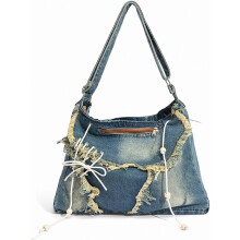 Retro denim schoudertas voor dames, handtas/crossbodytas met grote capaciteit_Verrassingscadeau
