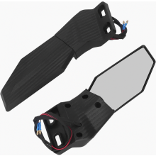 2pcs Large Glass Motorcycle Mirrors, Modified Rearview Mirror with LED Turn Signal, Wind Wing Adjustable Side Mirror, Compatible with Ninja 400, 650_
