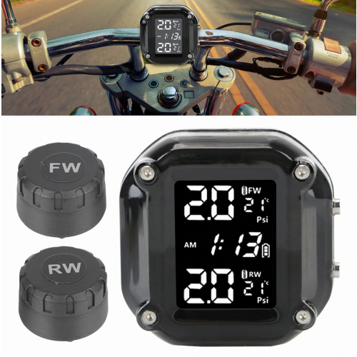 Système de surveillance de la pression des pneus (TPMS) pour moto - 2 capteurs externes, écran LCD,