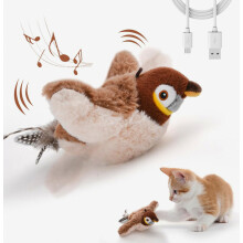 Interactive Cat Toys, Rechargeable Chirping Flapping Bird(no Flying) with Catnip Compatible Indoor Cats, Touch Activated, Plush Kitten Exercise Toys