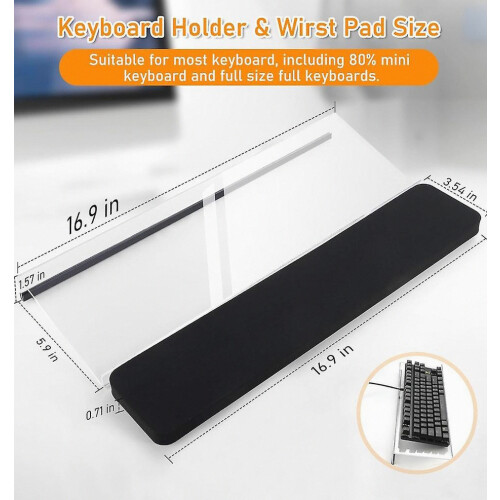 Ergonomic Acrylic Keyboard Stand, Clear Tilted Riser Compatible Typing and Gaming_Surprise Gift 1