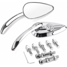 Chrome Skull Teardrop Rearview Mirrors with Box Compatiblement, Compatible with Harley Dyna Electra Glide, 8mm/10mm Motorcycle Side Mirrors_Surprise