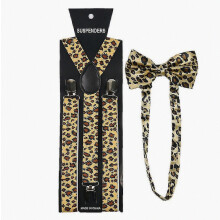 Unisex set met bretels en vlinderdas in luipaardprint_Verrassingscadeau