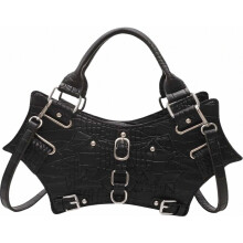 QWINEE Nieuwigheid Crossbodytas voor Dames, Krokodillenprint, Vleermuisvleugelvorm, Dubbele Handvatten, Gesp, Y2K Handtas_Verrassingscadeau