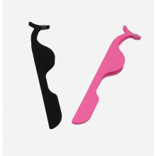yueton Pack of 2 Stainless Steel False Eyelashes Extension Applicator Tool Fish Tail Clip Auxiliary Clip Tweezers Nipper Tool (Hot Pink+Black)_Surpri