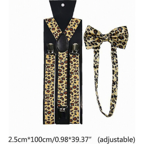 Unisex Leopard Print Suspender and Bow Tie Set_Surprise Gift 1