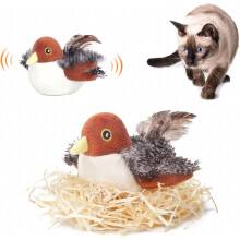 Potaroma Jouet pour chat Oiseau moineau rechargeable, gazouillis réalistes, jouet interactif pour c