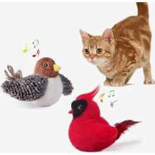 Potaroma Jouets pour chats Oiseaux gazouillants (lot de 2) avec herbe Ă chat SilverVine, jouet inte