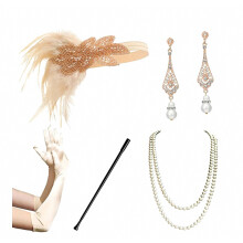 Accessoires de style années 20 (Charpper) - Ensemble d'accessoires Gatsby comprenant : bandeau, col