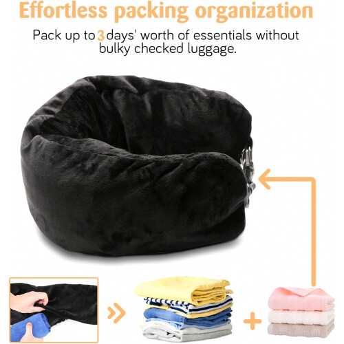 Almohada de viaje rellenable con ropa, transcompatible y expandible, 1