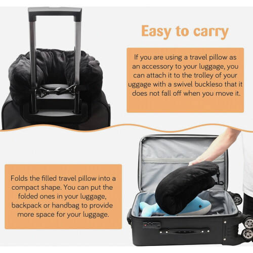 Almohada de viaje rellenable con ropa, transcompatible y expandible, 2