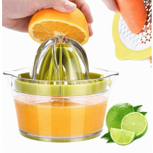 Manual Juicer Lemon Squeezers, Multifunctional Orange Citrus Lime Juicer, Hand Fruit Press with Built-in Measuring Cup and Grater, Green_Surprise Gif