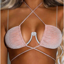 Chaîne de soutien-gorge strass avec support de poitrine, bijou de corps, chaîne de poitrine en form