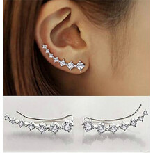 7 Kristalle Ear Cuffs Hoop Climber S925 Sterling Silber Ohrringe hypoallergénique Ohrring_Surprise