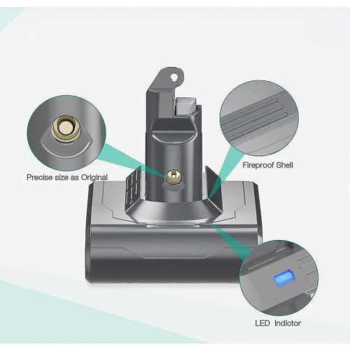Adaptador de batería compatible con V6 Dc62 de 21,6 V + prefiltro com 2