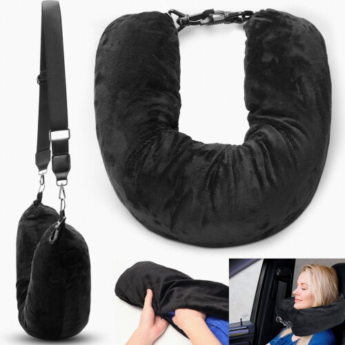 Almohada de viaje rellenable con ropa, transcompatible y expandible,