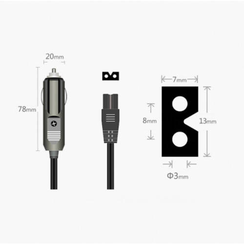 Cable de extensión de 12 V y 2 m para nevera portátil de coche, adapt 1